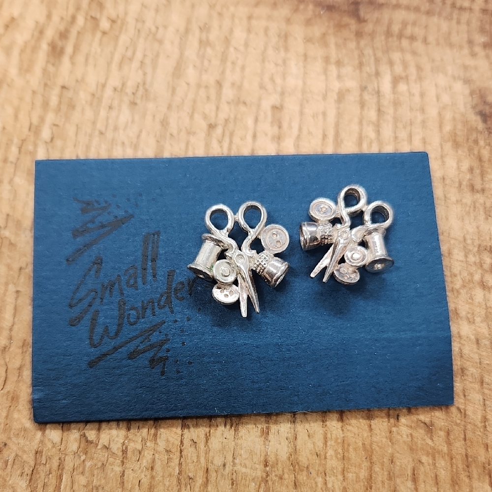 Rare Vintage‎ Sterling Silver Seamstress Earrings